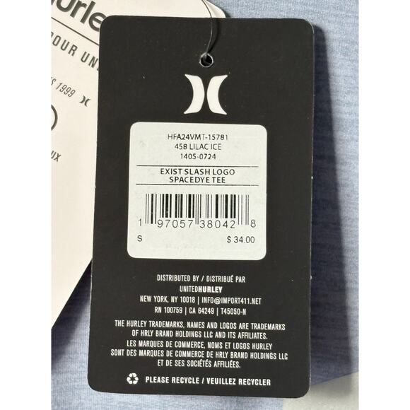 Hurley Exist Slash Logo Spacedye Tee – Lilac Ice, Size Small, NWT - Picture 3 of 4